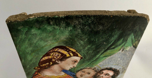Peinture sur carreau Vierge Madone d'après Raphaël XIXe 21 Martin Brey