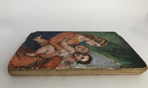 Peinture sur carreau Vierge Madone d'après Raphaël XIXe 21 Martin Brey