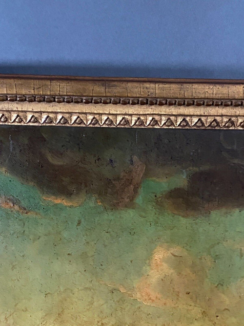 Huile sur panneau scène de port suiveur de Delacroix Marseille XIXe