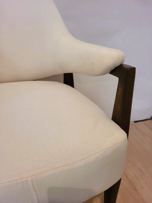 Pair De Fauteuils En Bois Dossier Corbeille, Années 50/60, XXème Siècle