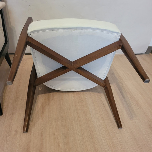 Pair De Fauteuils En Bois Dossier Corbeille, Années 50/60, XXème Siècle