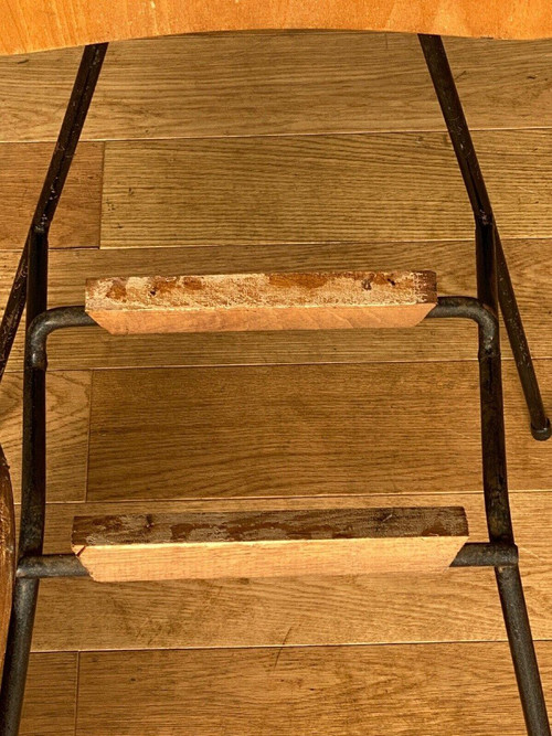 Paire de chaises courbes 1960 métal tubulaire Robert Mathieu