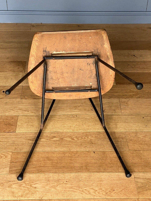 Paire de chaises courbes 1960 métal tubulaire Robert Mathieu