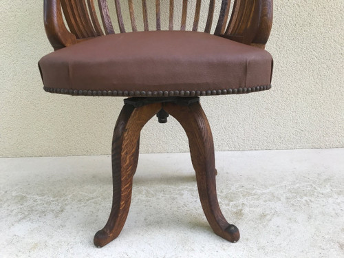 American oak desk armchair circa 1900, swivel model