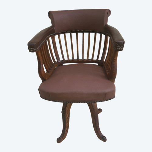 American oak desk armchair circa 1900, swivel model