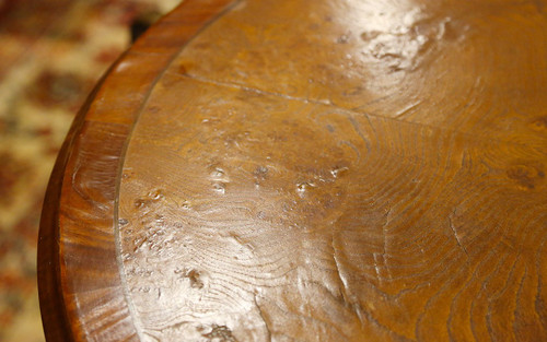 Oval table in marquetry and varnished wood 