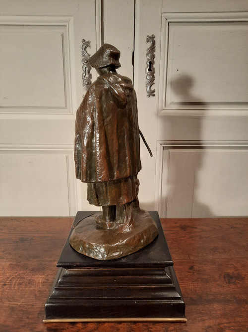 Bronze représentant une bergère et son chien, signé ABBAL.