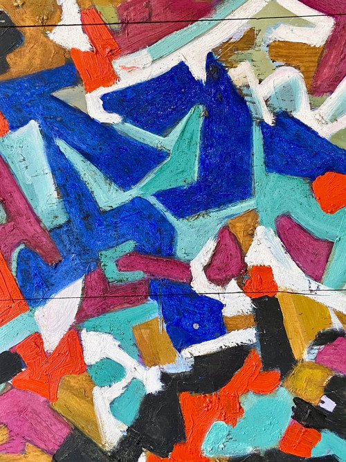 Andrée Simon (1896-1981), Abstrakte Komposition, Öl Auf Tafel Von 1978.