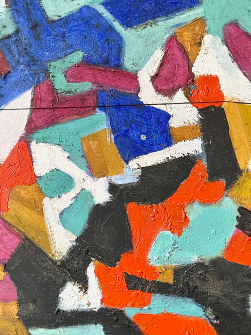 Andrée Simon (1896-1981), Abstrakte Komposition, Öl Auf Tafel Von 1978.