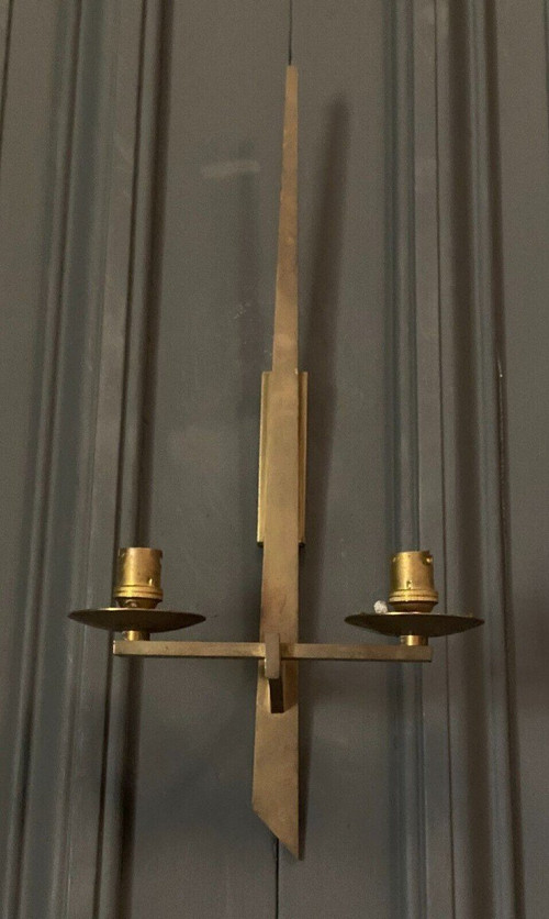 Applique en bronze moderniste 1960 deux feux