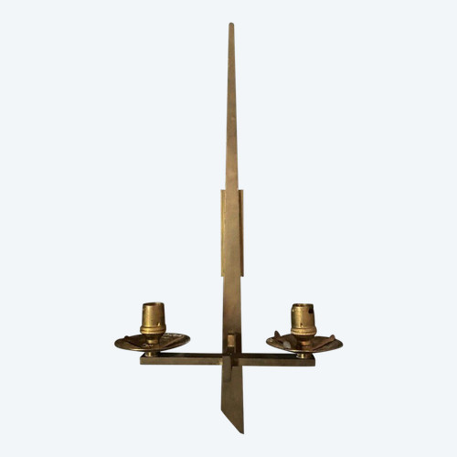 Applique en bronze moderniste 1960 deux feux