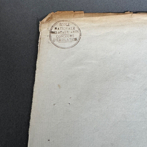 Dessin fusain portrait homme à l'Antique par Berger dit Lheureux Biloul