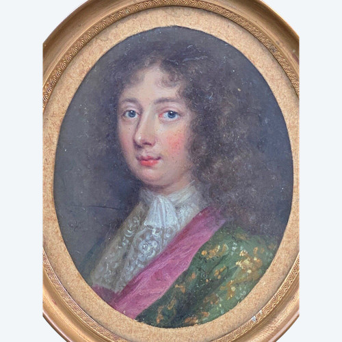 Hand-painted miniature by a 17th or 18th century nobleman with blackened pearwood frame