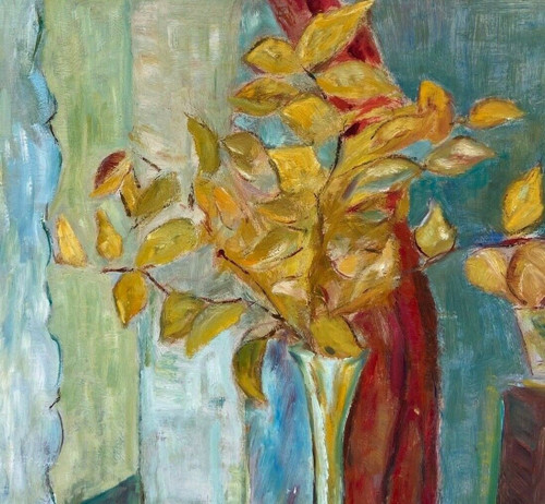 Huile sur carton nature morte aux fleurs 1950