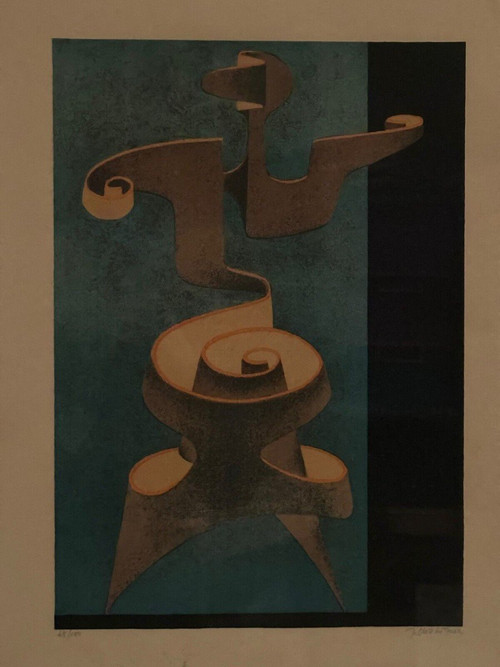Lithographie contresignée par J. Enzathur 48/100 composition moderne