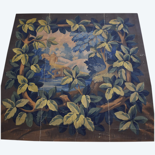 Carton of Aubusson tapestry with greenery motif - late 19th/early 20th century