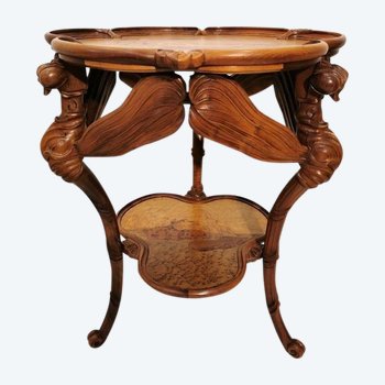 Emile Gallé Art Nouveau Pedestal Table Aux Libellules