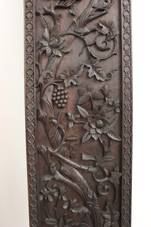 Paire De Colonnes En Bois Sculpté , Asie Fin XIX