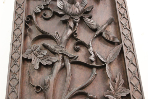 Paire De Colonnes En Bois Sculpté , Asie Fin XIX