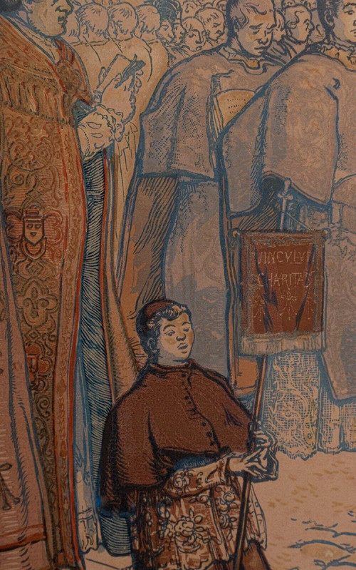 Auguste Lepère engraving enhanced religious procession Nantes cathedral