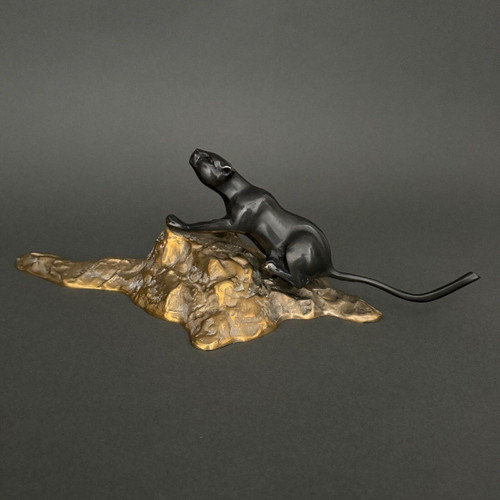 Schwarzer Panther aus Bronze Art déco cubisante 1930 Doppelpatina
