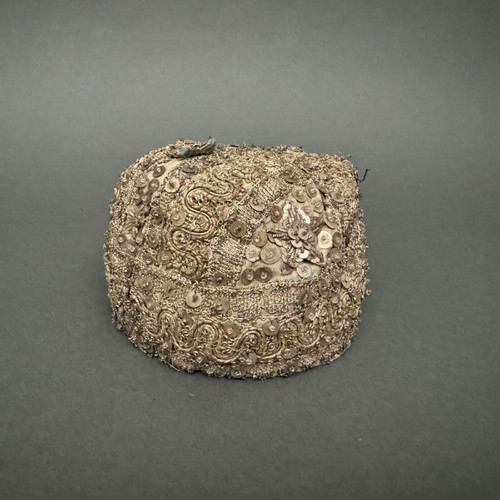 1930s child's headdress with embroidered pearls