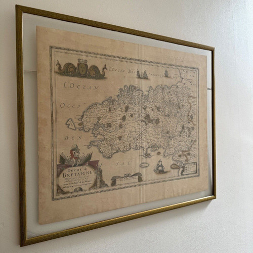 Antique map under glass of the Duchy of Brittany 1632 Joannes Janssonius