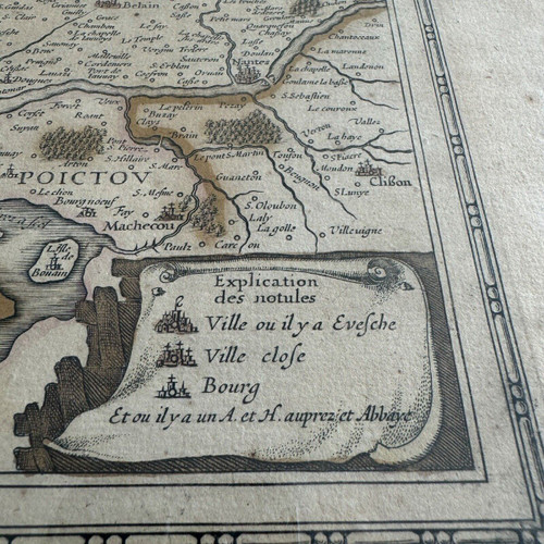 Antique map under glass of the Duchy of Brittany 1632 Joannes Janssonius