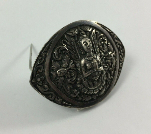 Brosche mit Buddha-Dekor Indien Silber 24 Gramm schöne alte Rechnung
