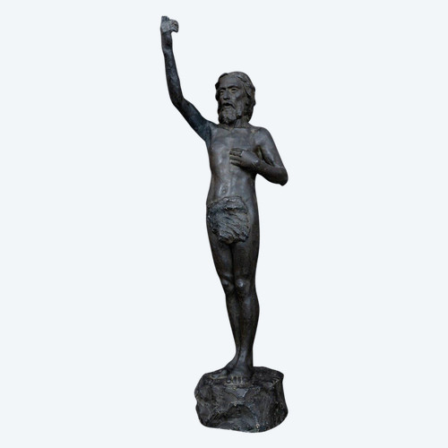 Studio plaster statue by Charles Filleul of Christ with raised arm