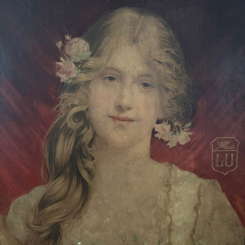 Panonceau LU 1903 La Femme aux Roses by Martin Kuvel imp. F. Champenois