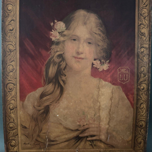 Panonceau LU 1903 La Femme aux Roses by Martin Kuvel imp. F. Champenois
