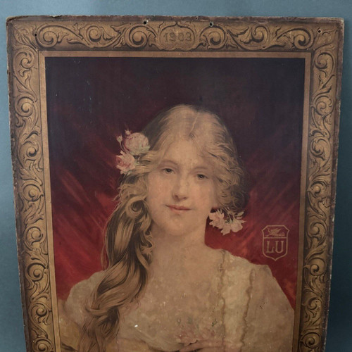 Panonceau LU 1903 La Femme aux Roses by Martin Kuvel imp. F. Champenois