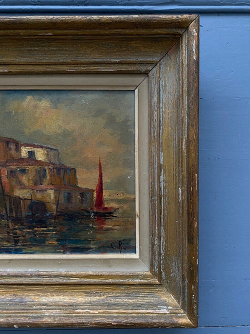 Öl auf Isorel Initialen CR Venedig XX.