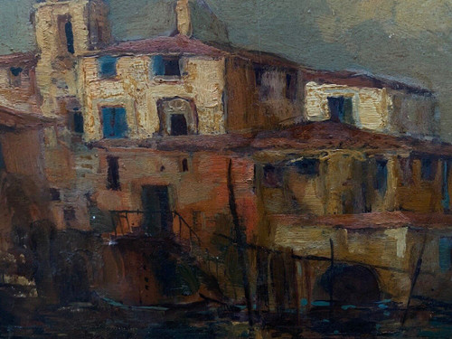 Öl auf Isorel Initialen CR Venedig XX.
