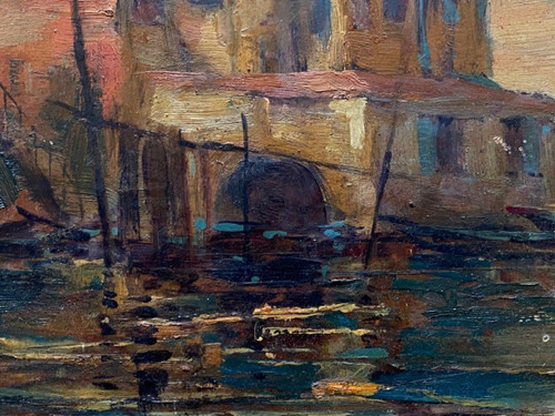 Öl auf Isorel Initialen CR Venedig XX.