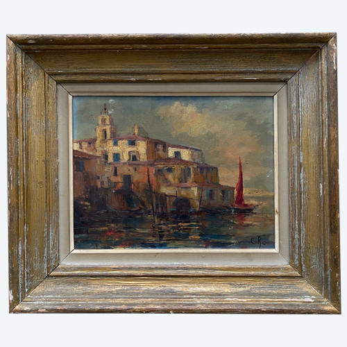Öl auf Isorel Initialen CR Venedig XX.