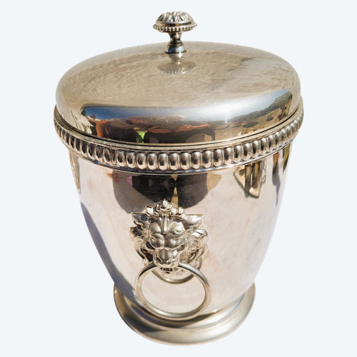 Vintage silver metal ice cube bucket by Maison "TERMID A PARIS" design 1970