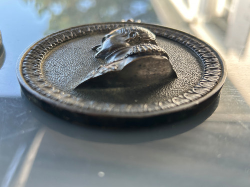 Coppia di medaglioni in bronzo del Primo Impero - Ritratti di profilo - Napoleone Bonaparte