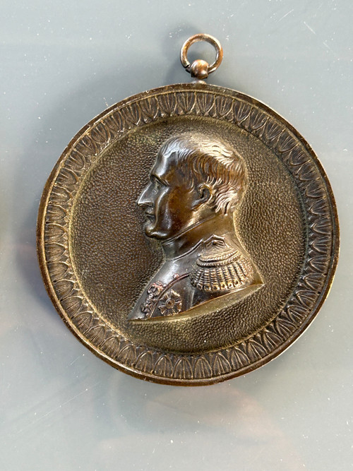 Coppia di medaglioni in bronzo del Primo Impero - Ritratti di profilo - Napoleone Bonaparte
