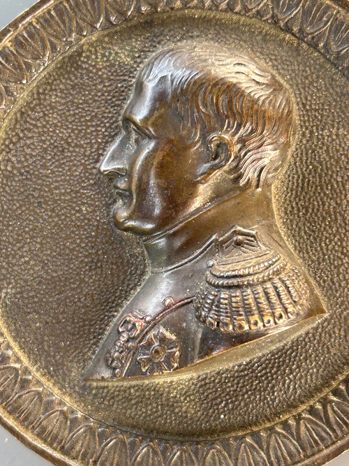 Coppia di medaglioni in bronzo del Primo Impero - Ritratti di profilo - Napoleone Bonaparte