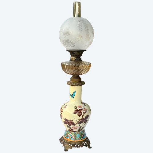Lampada inglese in terracotta a paraffina del 1880 circa - Messenger's Nº2 Patent Duplex