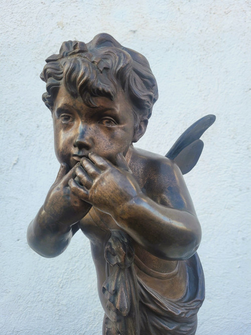 Bronzo di putto alato in piedi, fine XIX secolo inizio XX secolo