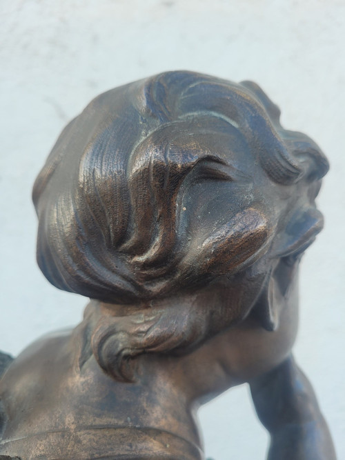 Bronzo di putto alato in piedi, fine XIX secolo inizio XX secolo