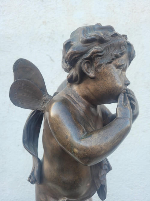 Bronzo di putto alato in piedi, fine XIX secolo inizio XX secolo