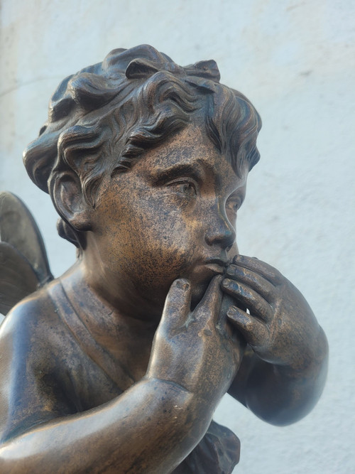 Bronzo di putto alato in piedi, fine XIX secolo inizio XX secolo