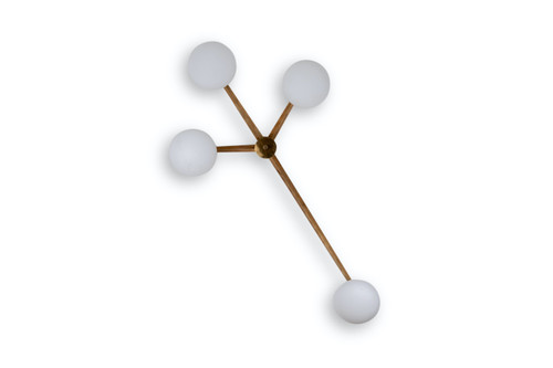 Angelo Lelli. Lampada da parete o soffitto in ottone e opalina. Contemporaneo. LS52051089I