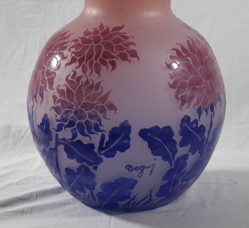 Grand vase boule signé DEGUE époque Art-Déco 