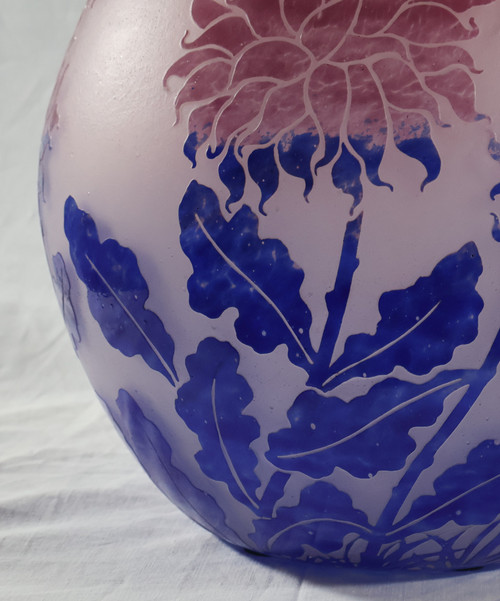 Grand vase boule signé DEGUE époque Art-Déco 