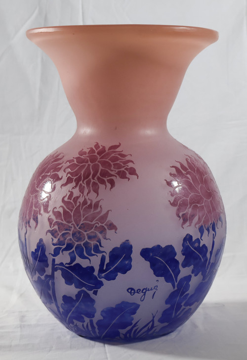 Grand vase boule signé DEGUE époque Art-Déco 